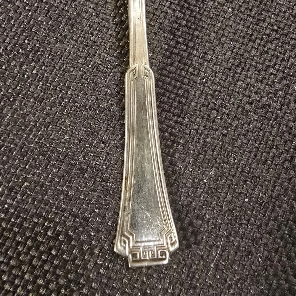 X6 Oneida GRECIAN Silverplate Small Spoon 1881 Rogers Greek Key Flatware 4 1/4